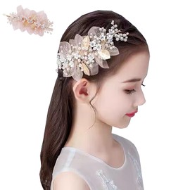 LUYING Children's Hair Ornament, Leaf Pearl, Flower Flower Motif, Headband, Wedding Headdress Recitals, Hair Accessories, Girls, Cute, For Photography, Concerts, Graduation Ceremonies, Wedding