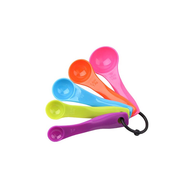 Smart Baking Set of 5pcs Multi Colours Plastic Measuring Spoon