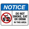 Do Not Smoke, Eat Or Drink in This Area Sign,
