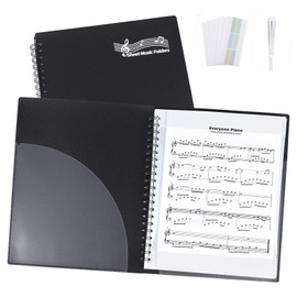 Sheet Music Folders Choir Binder: Piano Music Sheet Holder Storage Fits Letter Size 8.5 x 11 Inch for Choral,Guitar, Orchestra, Band - 40 Plastic Sleeves Display 80 Pages