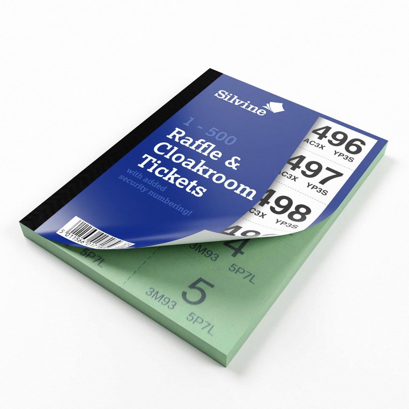 Silvine Cloakroom/Raffle Tickets, Numbered 1-500 with Security Numbering. Ref CRT500
