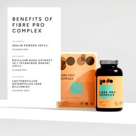 Fibre Pro Complex Capsules - Inulin Powder - Husk Powder - Lactobacillus Acidophilus for Digestive System - Supplement 180 Capsules