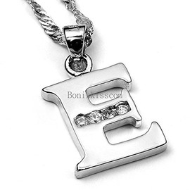 Silver Tone Chain Cursive Initial Letter D Pendant Charm Necklace For Women