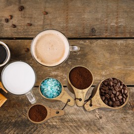 Yuqim Wooden Measuring Cups Set of 4 Beech Wood Coffee Scoops Measure Spoon Kit for for Cooking Baking