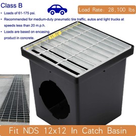 DuuMuut Galvanized Steel Drain Grate 12x12 in for NDS Catch Basin, B-Class 28100 lbs Heavy-Duty Outdoor Driveway Trench Drainage Grate for Polylok, Square Metal Channel Sewer Cover (True 11.7x11.7)