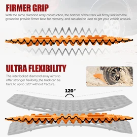 BUNKER INDUST Off Road Traction Boards, Pair Recovery Tracks Traction Mat for Vehicle Truck Jeep SUV, Mud, Snow, Sand Ramp-Orange Emergency Tire Traction Pads