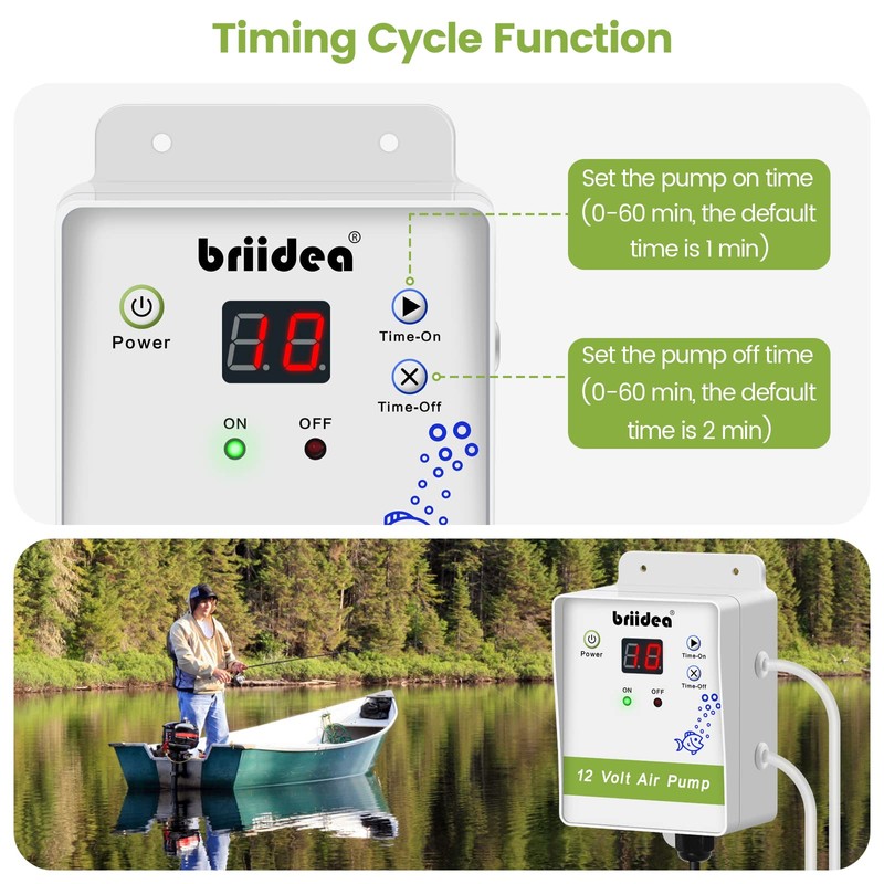 Aerator for Bait Bucket, Briidea 12 Volt Livewell Aerator Pump