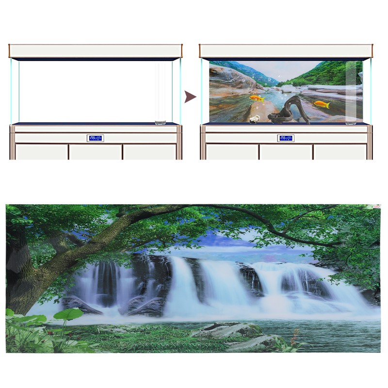 PVC Mountain Interval Rivers Fish Tanks Wallpaper Aquarium Background Poster