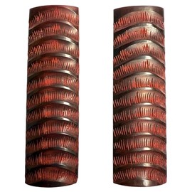 Malayan Products Red Buffalo Horn Scale Blanks, Natural Resource 5in by 1.5in by 0.25in, Knife Handle Making, DIY Set of 2 Slabs, Handle Crafting Material Grip Designer Grooves