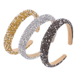 Framendino, 3 Pack Rhinestone Headband Beaded Padded Crystal for Women