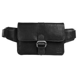 BODENSCHATZ Genuine Leather Belt Bag for Men, Women, Charming Bum Bag, Versatile Crossbody Bag, 1 Front Compartment with Magnetic Closure, 3 Compartments, 021178, black, Unit size