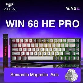[New]Aula WIN68/WIN60 HE Magnetic Keyboard with Adjustable Actuation, Hall Effect Keyboard with 0.3ms Latency, 65% Wired Compact Keyboard, 8000 Hz Polling Rate, Hot-Swap:_WIN68 HE Pro-Drak grey&Light grey