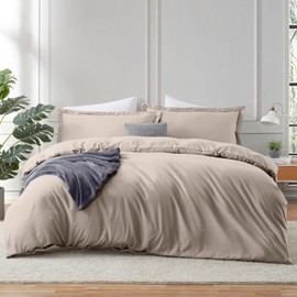 Hearth & Harbor Linen Duvet Cover Queen Size - 3 Piece Queen Duvet Cover Set, Soft Double Brushed Queen Size Duvet Covers with Button Closure, 1 Duvet Cover 90x90 inches and 2 Pillow Shams