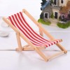 iwobi 2 Pcs Mini Foldable Wooden Beach Chair,Miniature Deco Beach
