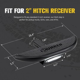 BUNKER INDUST Bumper Hitch Step with LED Light Compatible with Pickup Trucks, SUVs, ATVs, Universal 2-Inch Hitch, Anti Slip Hitch Mount Rear Guard Protector