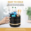 GFWARE Bathroom Organizer Countertop - Rotating Black Toothbrush Holder for