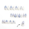 Blue Press on Nails Medium Almond Fake Nails French Tip