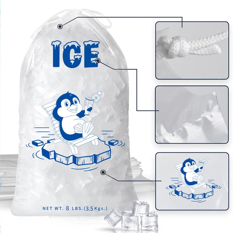 Ice Cube Bags Ice Bags with Drawstring - Heavy Duty