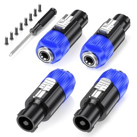 Jumwa Speakon to 1/4 Inch Adapter Audio Speaker Plug Female to NL4FC Male Plug Twist Lock 4 Pin to 2 Pin with Screwdriver Type 9 Pack