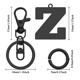Initial Z Keychain for Women Girl 26 Alphabet Initial Letter Pendant with Key Ring for Purse Handbags Black Stainless Steel Monogram Letter Z Key Chain Birthday Gift for Her Women Wife Girlfriend Mom