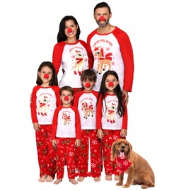 Rudolph The Red-Nosed Reindeer Matching Family 3-Piece Pajama Sets Red Nose Included, Boy, Size - 4/5