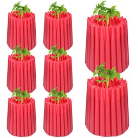 Vincreem 8 Pack 8 Pack 24in Wall of Water Gardener Insulating Plant Protective Cover Bulk Early Season Gardening Plant Protector for Cold Weather Anti-Frost Garden Ideal Planting (Red)
