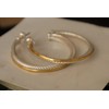 Designer Inspired 44mm Two Tone Crossover Hoop Earrings