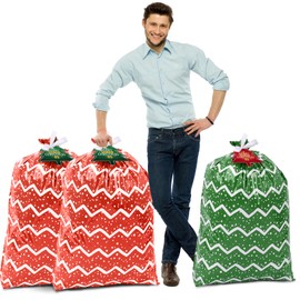YALTOON Large Christmas Gift Bags, 3 Oversized Christmas Bags 44"x 36" Jumbo Gift Bag for Huge Big Gift Wrapping Kids Bicycle Bike, Xmas Santa Holiday Large Plastic Gift Bags for Presents