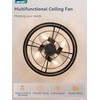 LEDIARY 18 inch Black Caged Ceiling Fan with Light, Bladeless