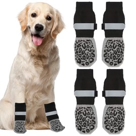 L Size Anti-Slip Dog Socks to Prevent Licking Paws Double-Sided for Hot Cold Pavement Traction Control Paw Protector Dogs on Hardwood Floor Non-Slip with Grip(L)