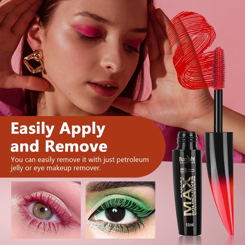 Joyeee 6 Colors Waterproof Colored Mascara Set, Lengthening, Volumizing, Long-Lasting,