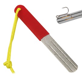 V-Groove Dart Sharpener, Portable Precision Slim Double Sided Diamond Grinding File, Compact Slim Fishing Hook Hone Sharpening Tool for Fishing Grinding Rapid Sharpening Reduced Bounce Outs (Red)
