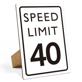 Race Car Birthday Decor, Speed Limit Sign, Fast Forty, 40th Birthday Decorations, 8×11 Wooden Play Sign with Stand, Let's Go Racing Party Supplies for Men Race Fans
