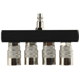 FORNAX 4-Way Straight Air Manifold Air Splitter, Line Type Air Compressor Splitter with 4 Couplers and 1/4" NPT Male Plug, Air Compressor Hose Splitter Quick Connect Socket