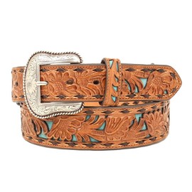 Nocona Men's Tan Dark Buck Blue in Taper Belt, Brown, 38