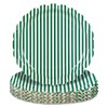 30Pcs Green Striped Paper Plates, Scalloped, Minimalist, 9 In