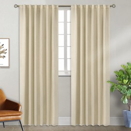 BGment Rod Pocket and Back Tab Blackout Curtains for Bedroom - Thermal Insulated Room Darkening Curtains for Living Room, 2 Window Curtain Panels (52 x 95 inch, Beige)
