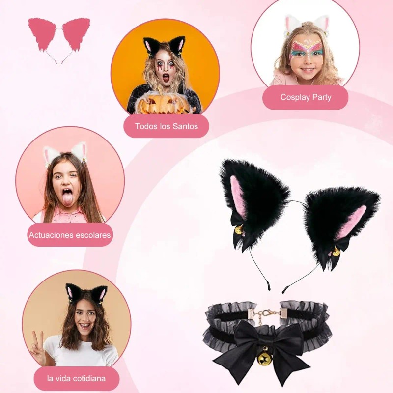 Arco De Cabello Aro Orejas De Gato + Cadena Clavículas