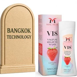 Macaria V18 Jabón De Higiene Íntima Para Mujeres Y Niñas, Con Aceite De Árbol De Té, Ácido Láctico Y Aroma A Fresa, Bloquea El Olor Y Protege La Zona Vaginal Y Genital, 100ml