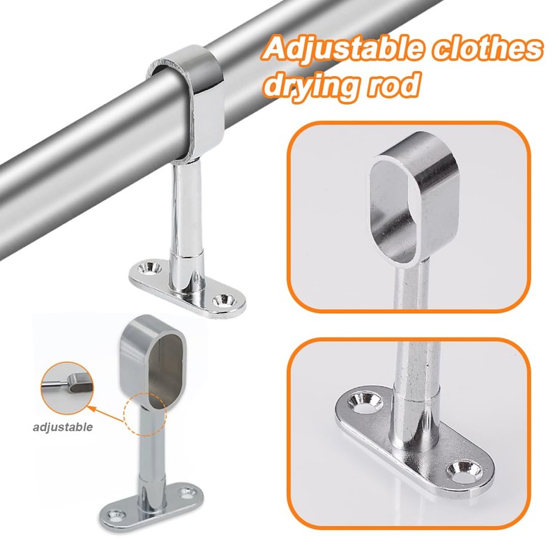 2 Pack Oval Coat Rails, Chrome Plated Steel, Pipe Bearing