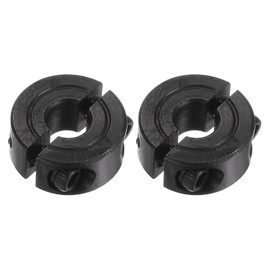 HARFINGTON 2pcs Shaft Collars for 1/4" Rod, 11/16" OD, 5/16" Width, Black Oxide Plating, Double Split Axle Clamp-On Collar Clamping Collar with Set Screw