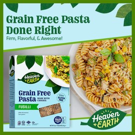 Heaven & Earth Grain Free Pasta, Cassava Fusilli Pasta, 8oz (3 Pack) | Paleo Pasta | Vegan | Certified Gluten Free | Kosher for Passover