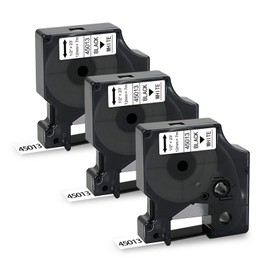 Meritom 45013 Compatible with Dymo D1 Label Tape 12 mm x 7 m Black on White as Replacement for Dymo D1 S0720530 45013s A45013 45113 for Dymo LabelManager 160 200 210D 280 360D 420P NP, 3 pack