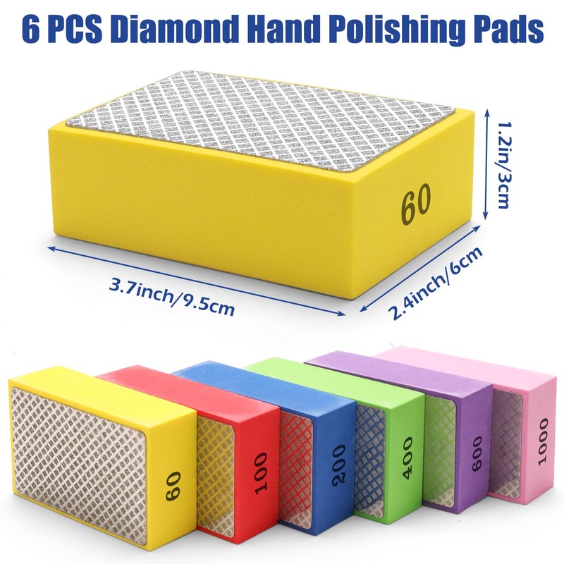 Coitak 6 PCS Diamond Polishing Pads, Diamond Sanding Blocks for