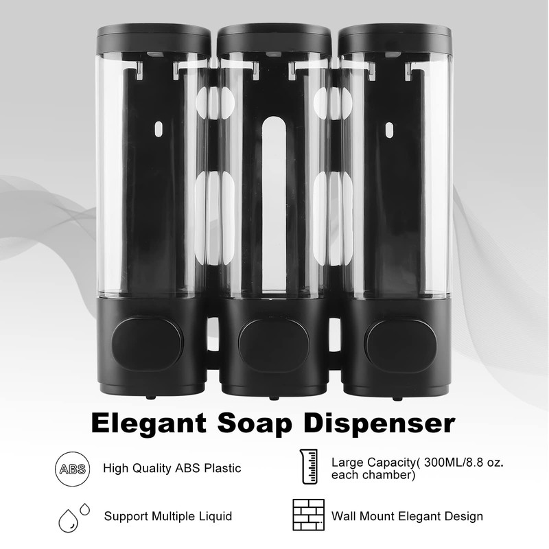 Shower Soap Dispenser Wall Mounted Bathroom ABS Plastic Liquid Hand