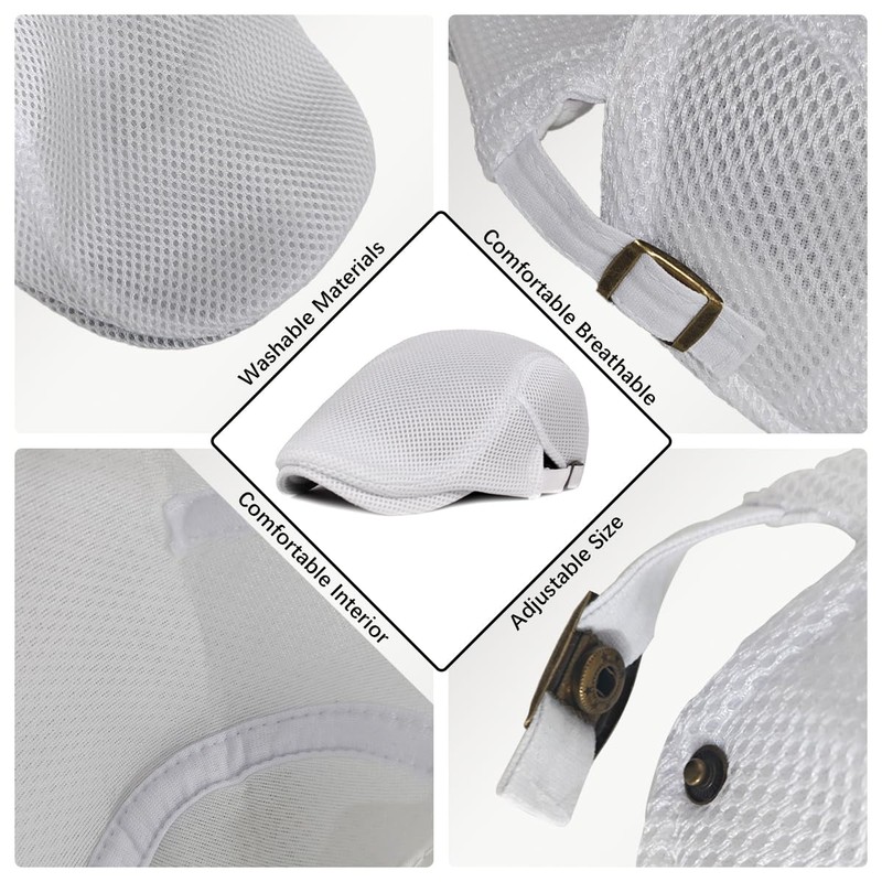 howkuhat Men's Flat Cap Beret Hat Mesh Peaked Newsboy Cap