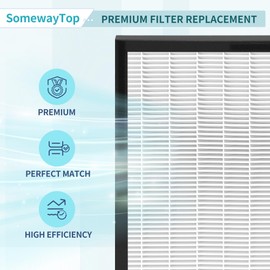 WK01234QPC filters replacement Compatible with Oreck Air Purifier Filter Replacement Model WK10002QPC and Airvantage Plus Pet WK10052QPC, 2 Packs Include 2x Efficient Filter and 4x Carbon Pre-filter