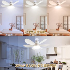 Ceiling Fan Light, E26 Base, Three Color Temperatures, Stepless Dimming, Small 6-Blade Fan Ceiling Light, Energy Saving, Easy Installation, No Construction Required, Integrated Ceiling Fan and