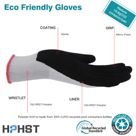 HPHST Latex Coated Work Gloves for Men and Women with Optimal Grip & Fine Touch Sensation, Environmentally Friendly Protective Gloves for Household Gardening, Grey, L, 3 Pairs