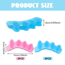 LUMOOM 4 Stück Zehenseparatoren, Hallux Valgus Korrektur, Wiederverwendbare und Waschbare Zehenspreizer, Silikon Zehentrenner für Pediküre, Universelle Größe für Männer Frauen